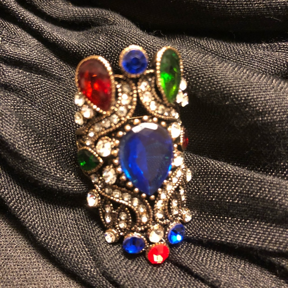 Blue Multicolor Stone Statement Ring - Women Jewelry